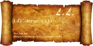 Lóderer Lili névjegykártya